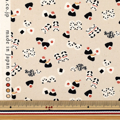 [Cantidad desde 5] Tela 『Oxford Chibi Puri Onigiri Panda Beige claro YKA-39060-1A" KOKKA