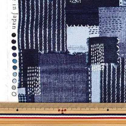 【数量5起】 織物 斜纹刺绣风格牛仔裤拼布 海军A YGA-89020-1A"