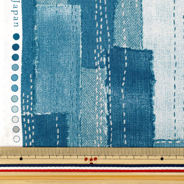 【数量5起】 織物 斜纹刺绣风格牛仔裤拼布 蓝色：YGA-89020-2B"