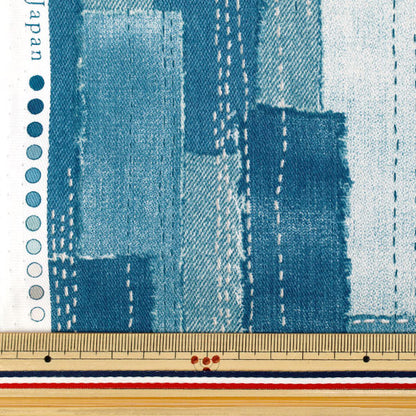 【数量5起】 織物 斜纹刺绣风格牛仔裤拼布 蓝色：YGA-89020-2B"