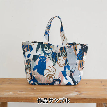 【数量5から】 生地 『NekoNoe シーチング Ayano Tamuro 猫ぎっしり EYX-1800-1A』 KOKKA コッカ