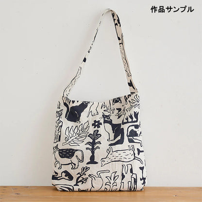 【数量5から】 生地 『NekoNoe 綿麻キャンバス Ayano Tamuro 猫と植物 キナリ EYX-1820-1A』 KOKKA コッカ