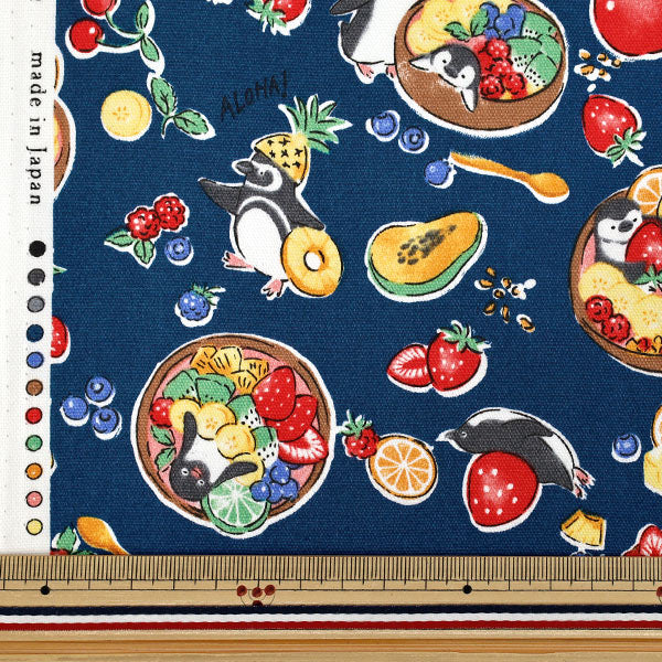 【数量5から】 生地 『オックス Delicious Animal アサイーペンギン ネイビー YGA-91070-2D』 KOKKA コッカ