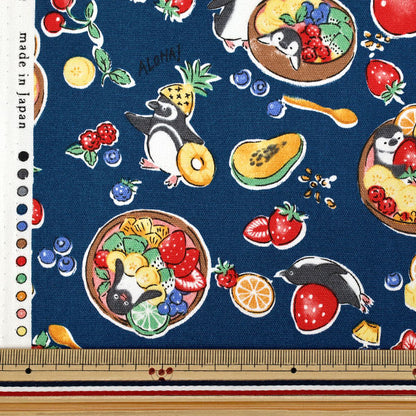 【数量5から】 生地 『オックス Delicious Animal アサイーペンギン ネイビー YGA-91070-2D』 KOKKA コッカ