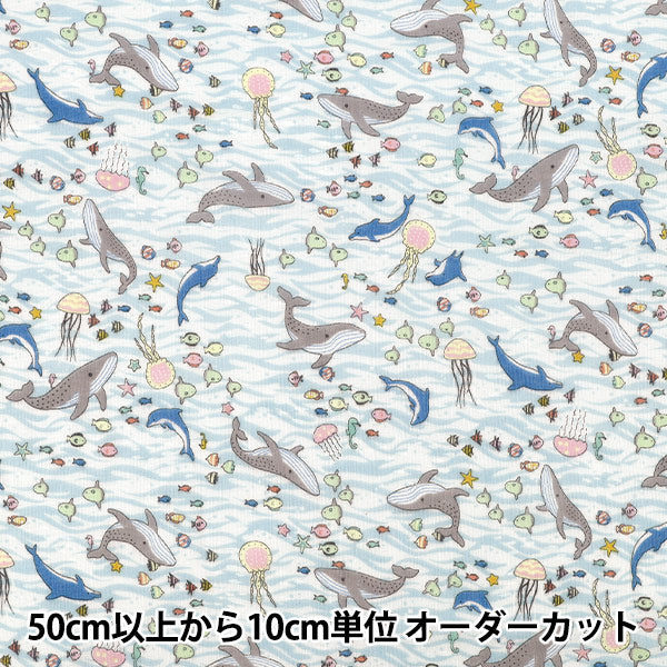【数量5から】 生地 『Wガーゼ In the polar warld 海の動物 2B YKA-41000-2B』 KOKKA コッカ