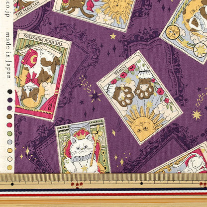 【数量5起】 織物 "板材織物 塔罗牌猫图案紫YGA-91050-1C
