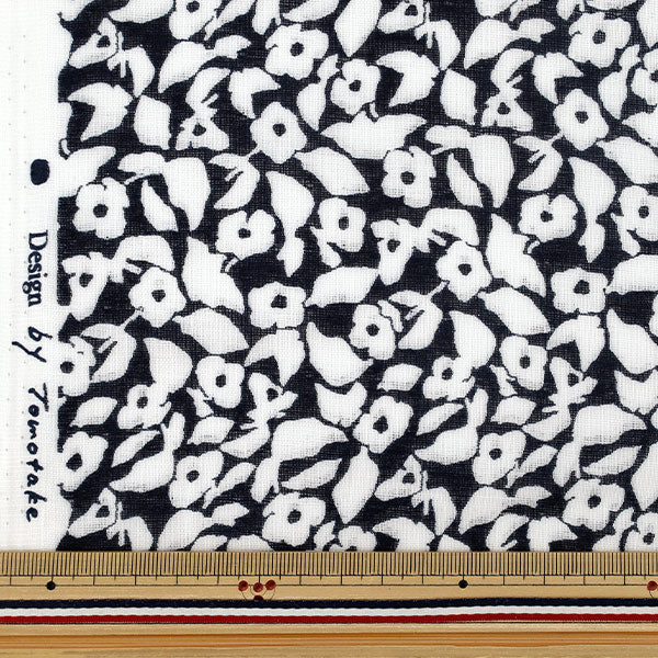 【数量5から】 生地 『MUDDY WORKS(マディワークス) ダブルガーゼ White Kerria ブラック EKX-150-1C』 KOKKA コッカ