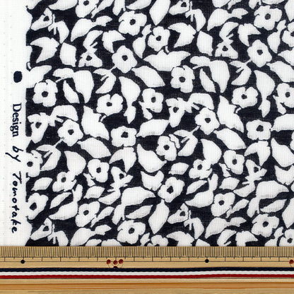 【数量5から】 生地 『MUDDY WORKS(マディワークス) ダブルガーゼ White Kerria ブラック EKX-150-1C』 KOKKA コッカ