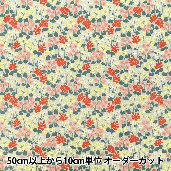 【数量5から】 生地 『MUDDY WORKS(マディワークス) オーガニックローン Garden レッド EKX-151-1A』 KOKKA コッカ
