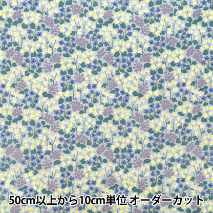 【数量5から】 生地 『MUDDY WORKS(マディワークス) オーガニックローン Garden ブルー EKX-151-1B』 KOKKA コッカ