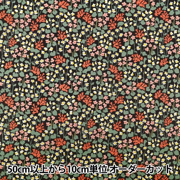 【数量5から】 生地 『MUDDY WORKS(マディワークス) オーガニックローン Garden クロ×アカ EKX-151-1D』 KOKKA コッカ