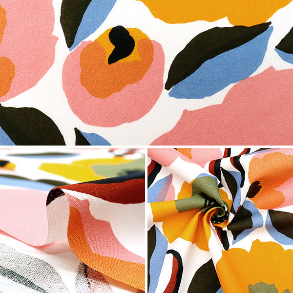 [5부터 시작하는 수량] 천・원단 "Marimekko Rosalium Pink X Orange 069324-130"