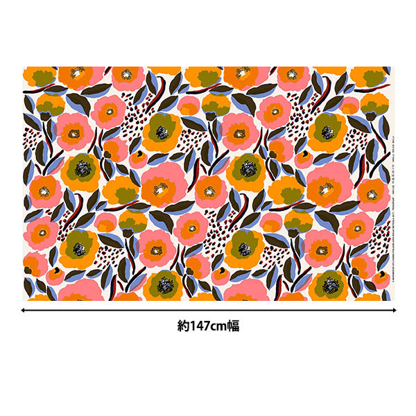 [5부터 시작하는 수량] 천・원단 "Marimekko Rosalium Pink X Orange 069324-130"