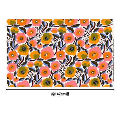 [5부터 시작하는 수량] 천・원단 "Marimekko Rosalium Pink X Orange 069324-130"