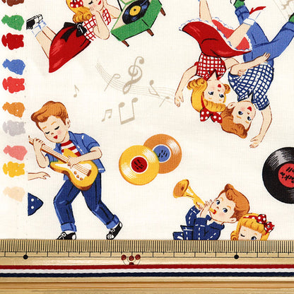 [Quantità a partire da 5] Tessuto 『fogli Sugar Rock Love Rockabilly Ivory LW2060-12A"