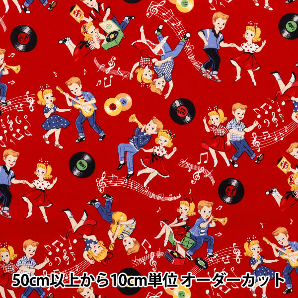 [Cantidad a partir de 5] Tela 『láminas Sugar Rock Love Rockabilly Red LW2060-12d"