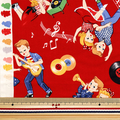 [Cantidad a partir de 5] Tela 『láminas Sugar Rock Love Rockabilly Red LW2060-12d"