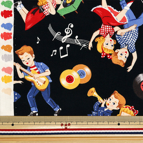 [Cantidad a partir de 5] Tela 『láminas Sugar Rock Love Rockabilly Black LW2060-12F"