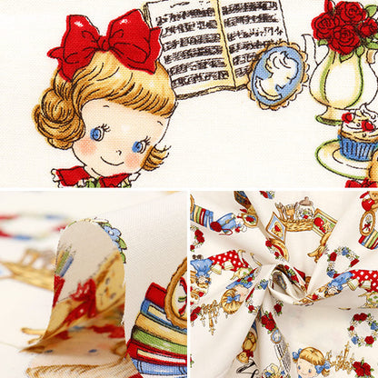 [Cantidad a partir de 5] Tela 『láminas Margaret y Sophie Lovely Wreath Ivory MS7050-12a"