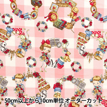 [Cantidad a partir de 5] Tela 『láminas Margaret & Sophie Love Things Wreath Pink MS7050-12B"