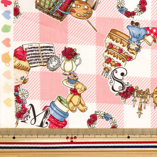 [Cantidad a partir de 5] Tela 『láminas Margaret & Sophie Love Things Wreath Pink MS7050-12B"