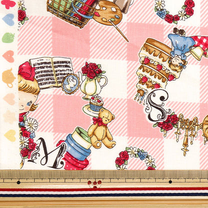 [Cantidad a partir de 5] Tela 『láminas Margaret & Sophie Love Things Wreath Pink MS7050-12B"