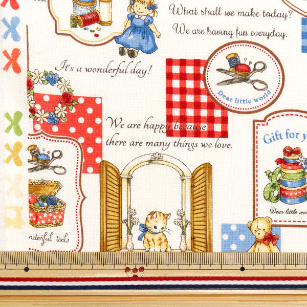 [Quantity starting from 5] Fabric 『Sheeting Margaret & Sophie Mytho's Sewing Goods Ivory MS7050-13A"