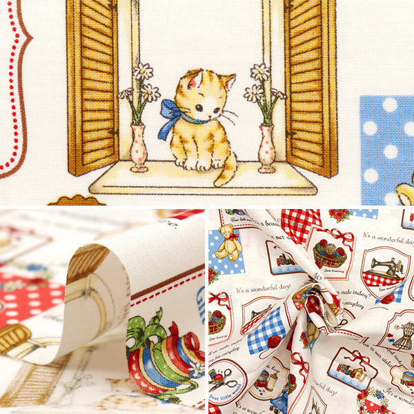[Quantity starting from 5] Fabric 『Sheeting Margaret & Sophie Mytho's Sewing Goods Ivory MS7050-13A"