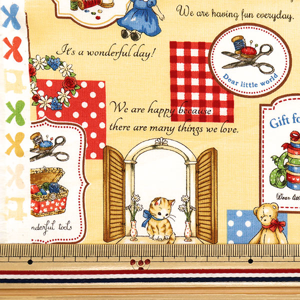 [5부터 시작하는 수량] 천・원단 『시팅 원단 마가렛 & 소피 이토시노소잉상품 노란색 MS7050-13C"