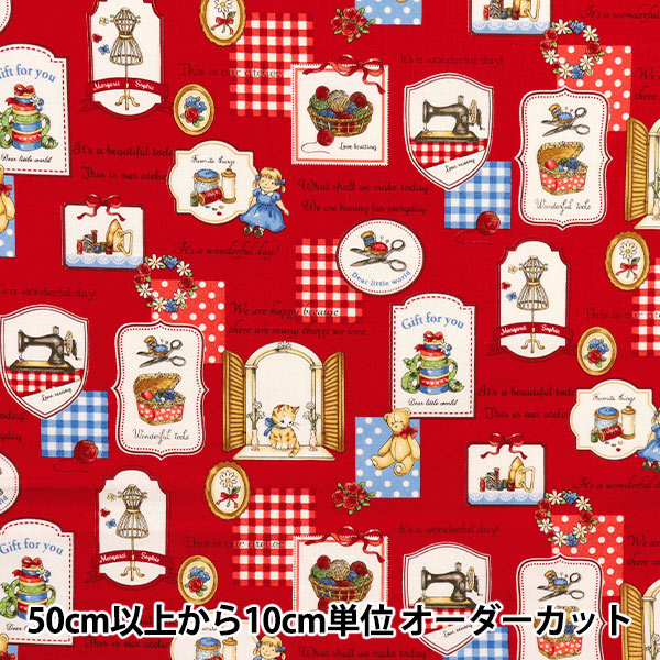 [Quantité à partir de 5] Tissu 『siège Margaret & Sophie Mytho's Sewing Goods Red MS7050-13E"