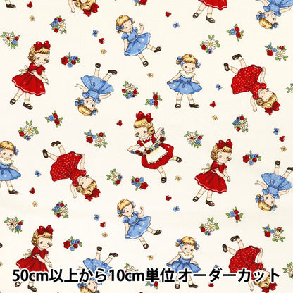 [Cantidad a partir de 5] Tela 『láminas Margaret y Sophie Runrun Sisters Ivory MS7050-14A"