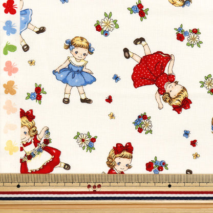 [Cantidad a partir de 5] Tela 『láminas Margaret y Sophie Runrun Sisters Ivory MS7050-14A"