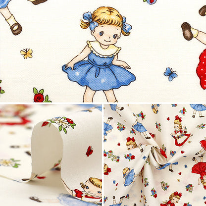 [Cantidad a partir de 5] Tela 『láminas Margaret y Sophie Runrun Sisters Ivory MS7050-14A"