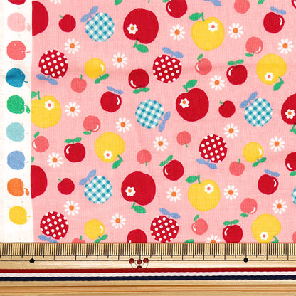 【数量5から】 生地 『シーチング マーガレット&ソフィー アップルパターン ピンク MS7050-15B』