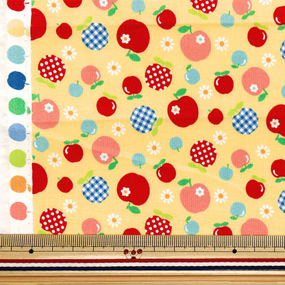 【数量5から】 生地 『シーチング マーガレット&ソフィー アップルパターン イエロー MS7050-15C』