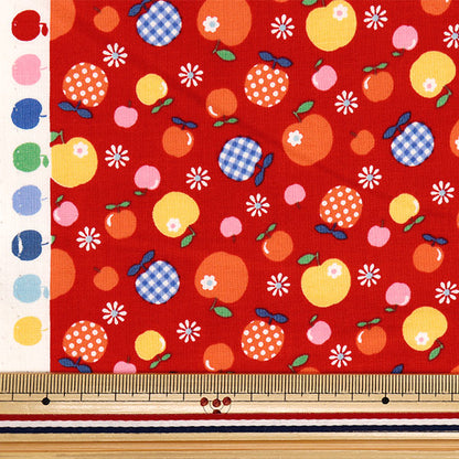 [Quantità a partire da 5] Tessuto 『fogli Margaret & Sophie Apple Pattern Red MS7050-15E"