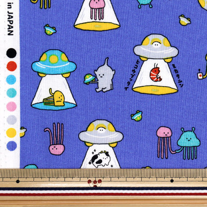 【数量5から】 生地 『シーチング リトルミステリー 宇宙人 ネイビー AP52104-3E』