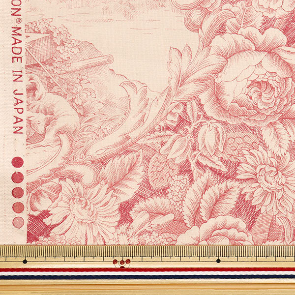 [Menge ab 5] Stoff "Sharting Classic Print Toilette Joui Style Kinari x Soft Red 819589-H" Yuwa Ariwa Shotten