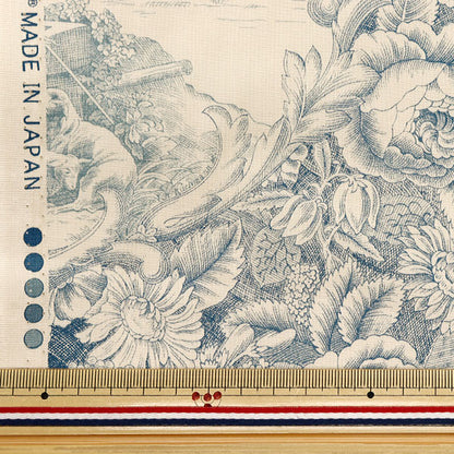 [Quantity starting from 5] Fabric "Sharting Classic Print Toilet Joui Style Kinari x Blue 819589-I" YUWA Ariwa Shoten
