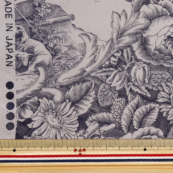 [Menge ab 5] Stoff "Sharting Classic Print Toilette Joui Style Grey 819589-P" Yuwa Ariwa Shotten