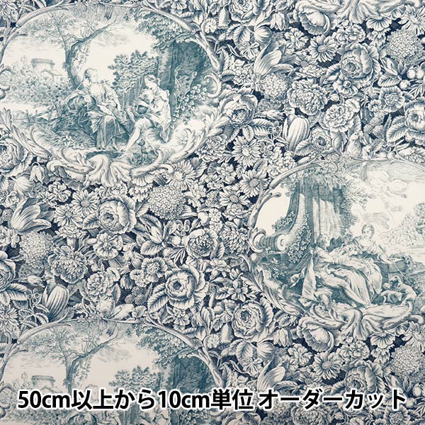 [Menge ab 5] Stoff "Sharting Classic Print Toilette Joui-Stil weiß X Iron Blue 819589-s" Yuwa Ariwa Shotten