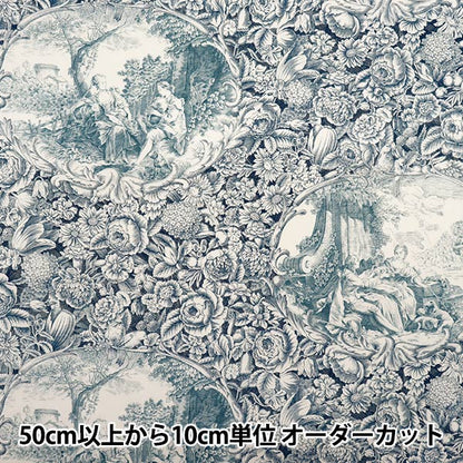 [Menge ab 5] Stoff "Sharting Classic Print Toilette Joui-Stil weiß X Iron Blue 819589-s" Yuwa Ariwa Shotten