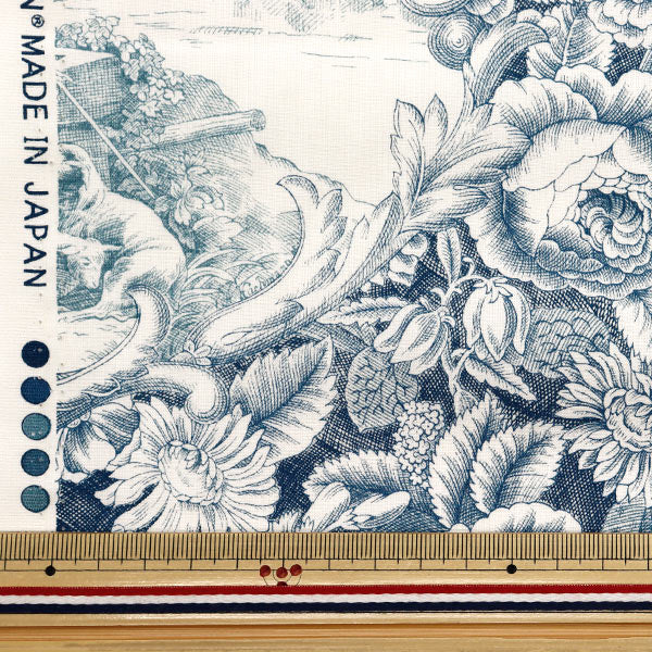 [Menge ab 5] Stoff "Sharting Classic Print Toilette Joui-Stil weiß X Iron Blue 819589-s" Yuwa Ariwa Shotten