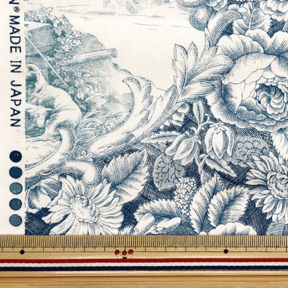 [Menge ab 5] Stoff "Sharting Classic Print Toilette Joui-Stil weiß X Iron Blue 819589-s" Yuwa Ariwa Shotten