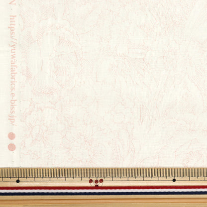 【数量5から】 生地 『シャーティング クラシカルプリント トワルドジュイ風花柄 オフ×ピンク 829003-H』 YUWA 有輪商店