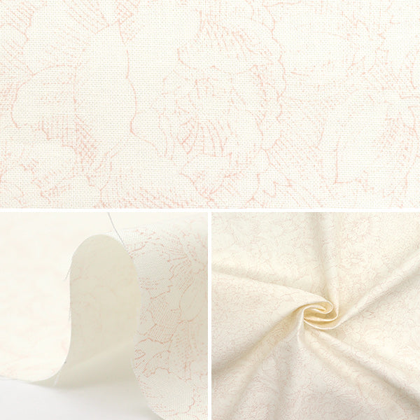 【数量5から】 生地 『シャーティング クラシカルプリント トワルドジュイ風花柄 オフ×ピンク 829003-H』 YUWA 有輪商店