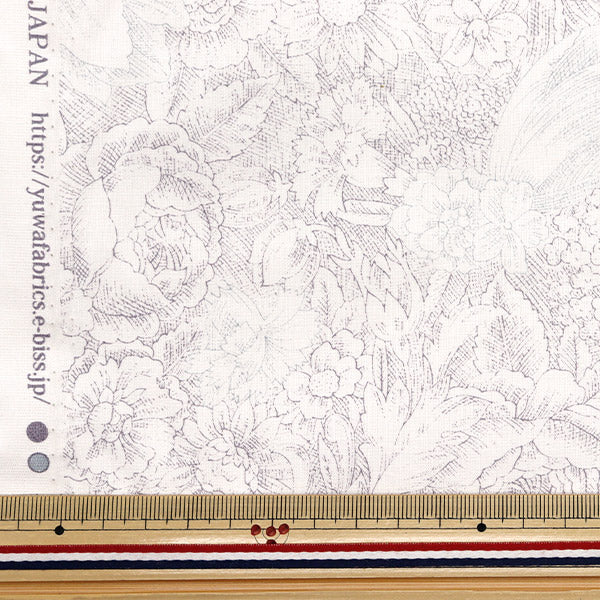 [Cantidad a partir de 5] Tela "Patrón floral de estilo clásico de inodoro estampado clásico gris claro 829003-I" Yuwa Ariwa disparó