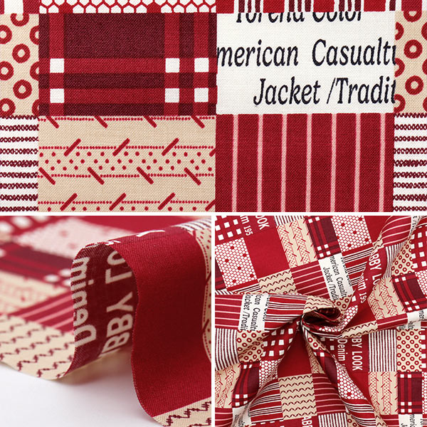[Quantità a partire da 5] Tessuto "Koseki Suzuko Sharting Bikabikachint elaborazione quadrata patch rossa sz829911-a" Yuwa Ariwa Shoten
