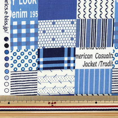 [Cantidad a partir de 5] Tela "Koseki Suzuko Sharting Bikabikachint Processing Square Patch Blue SZ829911-B" Yuwa Ariwa disparó