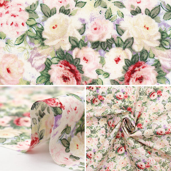 数量5から】 生地 『シャーティング シークレットローズガーデン